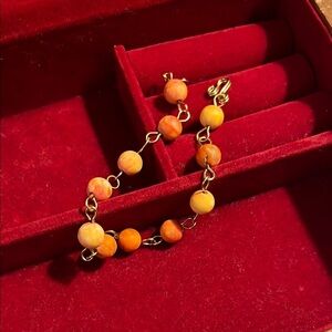 Handcrafted orange agate with copper wire bracelet
